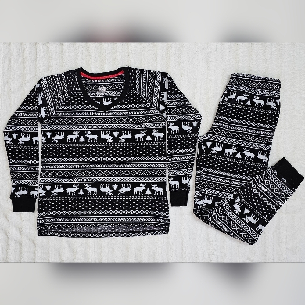 Womens Cuddl Duds Fleecewear 2 pc Set Cozy Soft Moose Pattern Loungewear